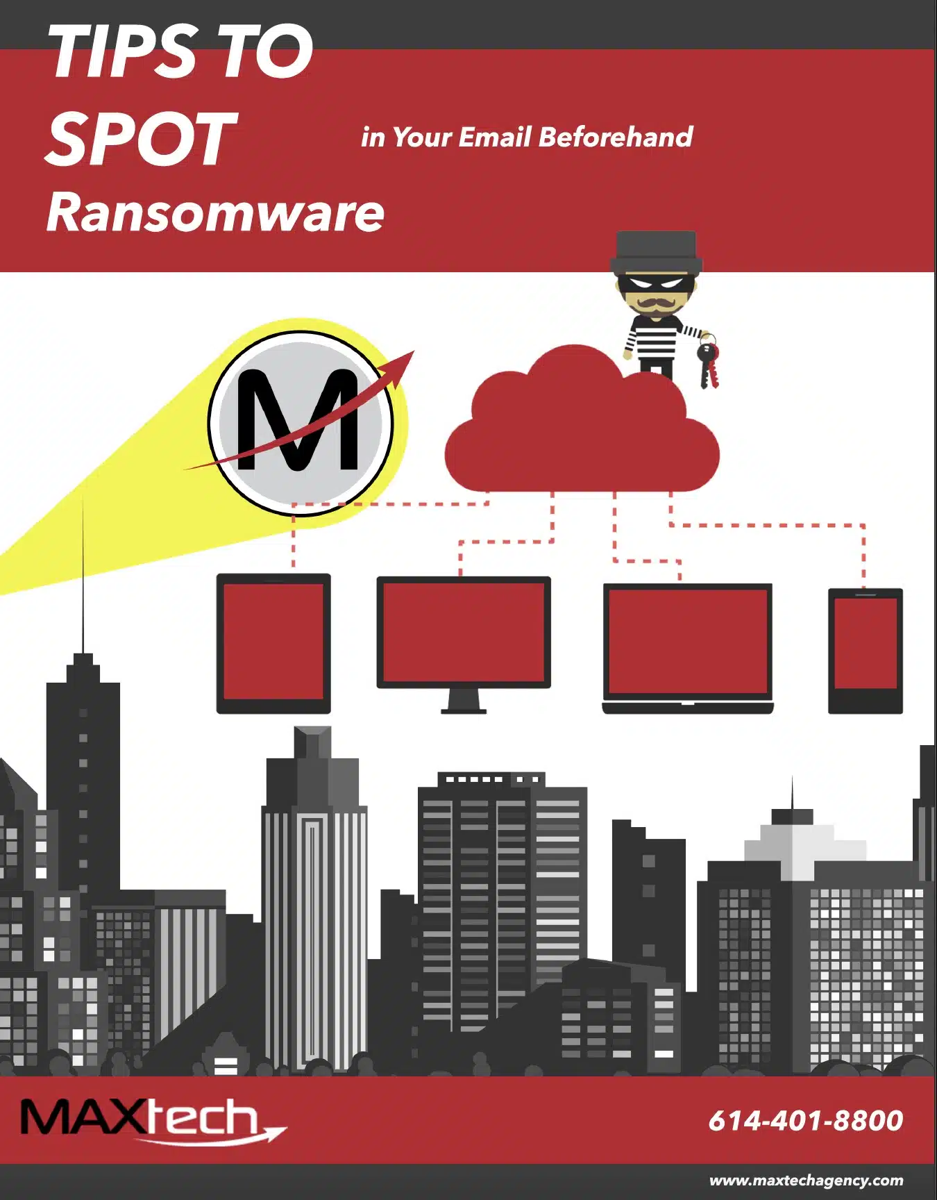 Screenshot cover of ebook about ransomware by maxtech agency